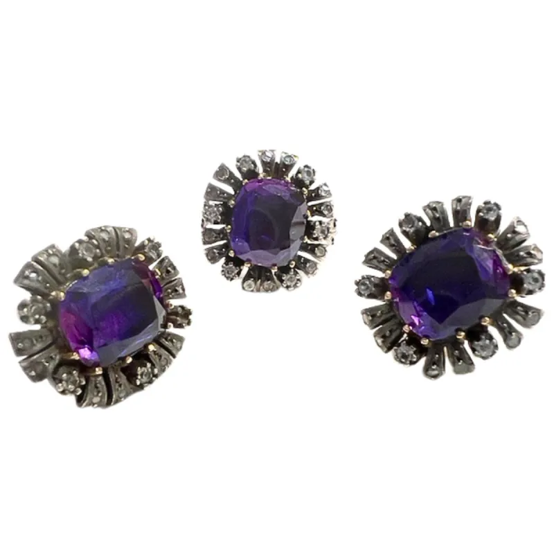 ensemble de bague et boucles d'oreilles en or et argent avec saphirs sold by 58 Facettes