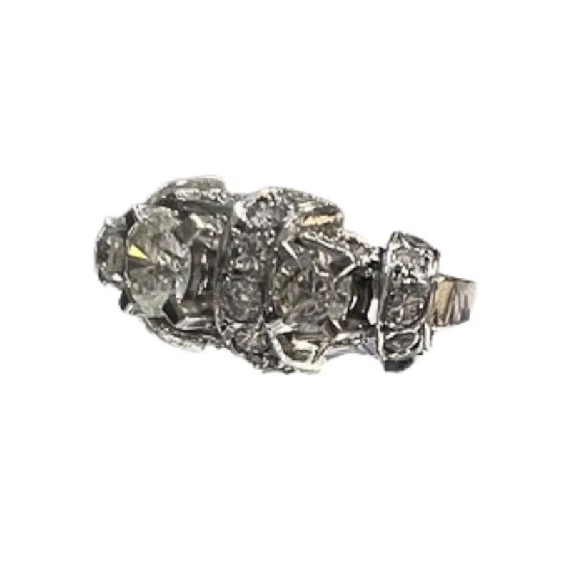 bague retro en platine avec diamants sold by 58 Facettes