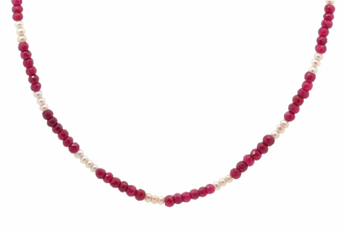Collier perles de culture et perles de rubis facettés sold by 58 Facettes
