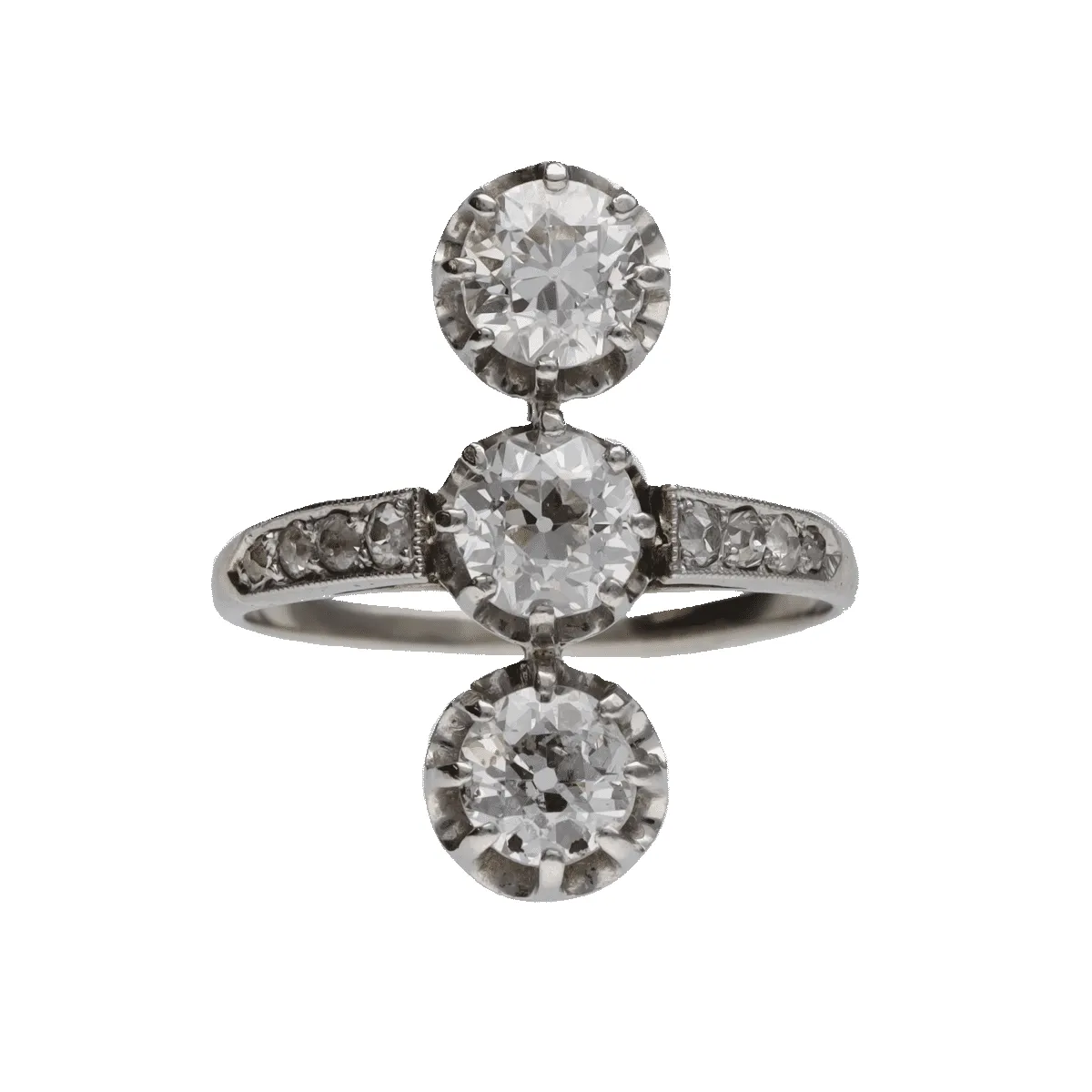 Bague Art Déco Trilogie Diamants Or Gris et Platine sold by 58 Facettes