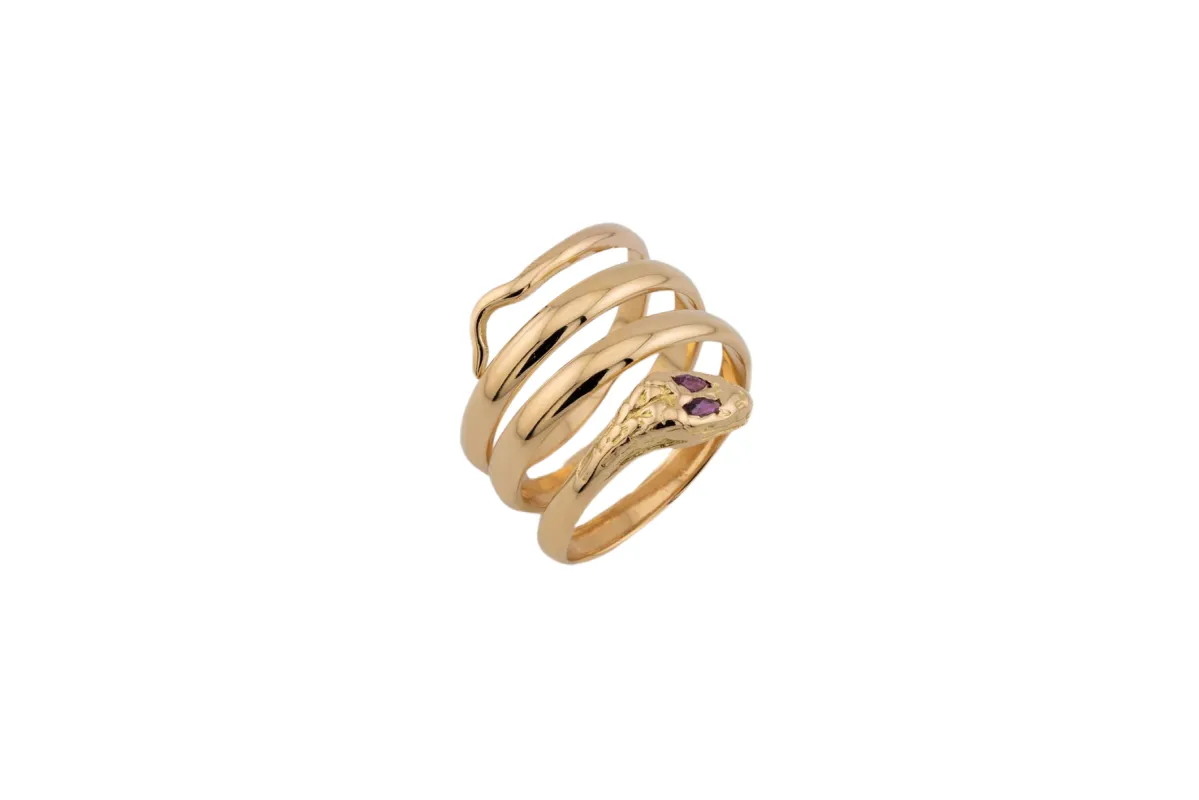 Bague serpent en or jaune et rubis sold by 58 Facettes