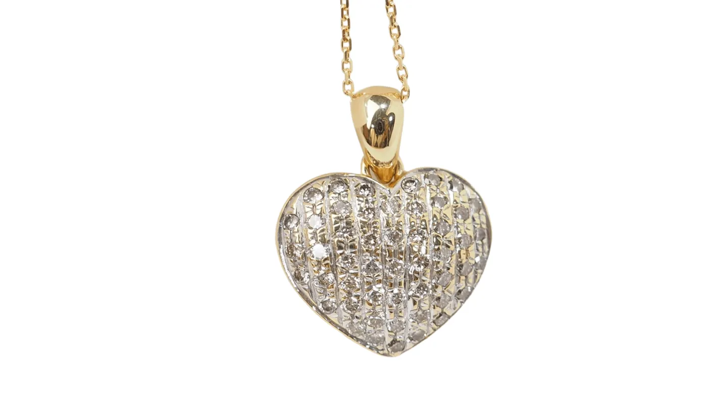 Collier coeur or jaune et diamants sold by 58 Facettes