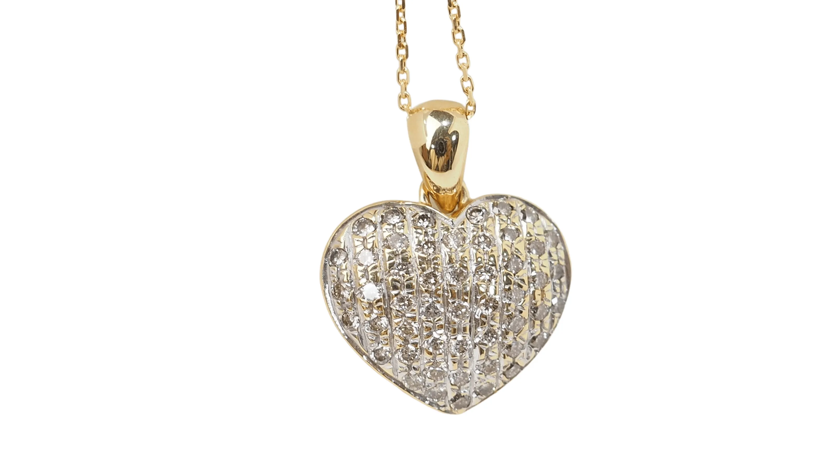 Collier coeur or jaune et diamants sold by 58 Facettes