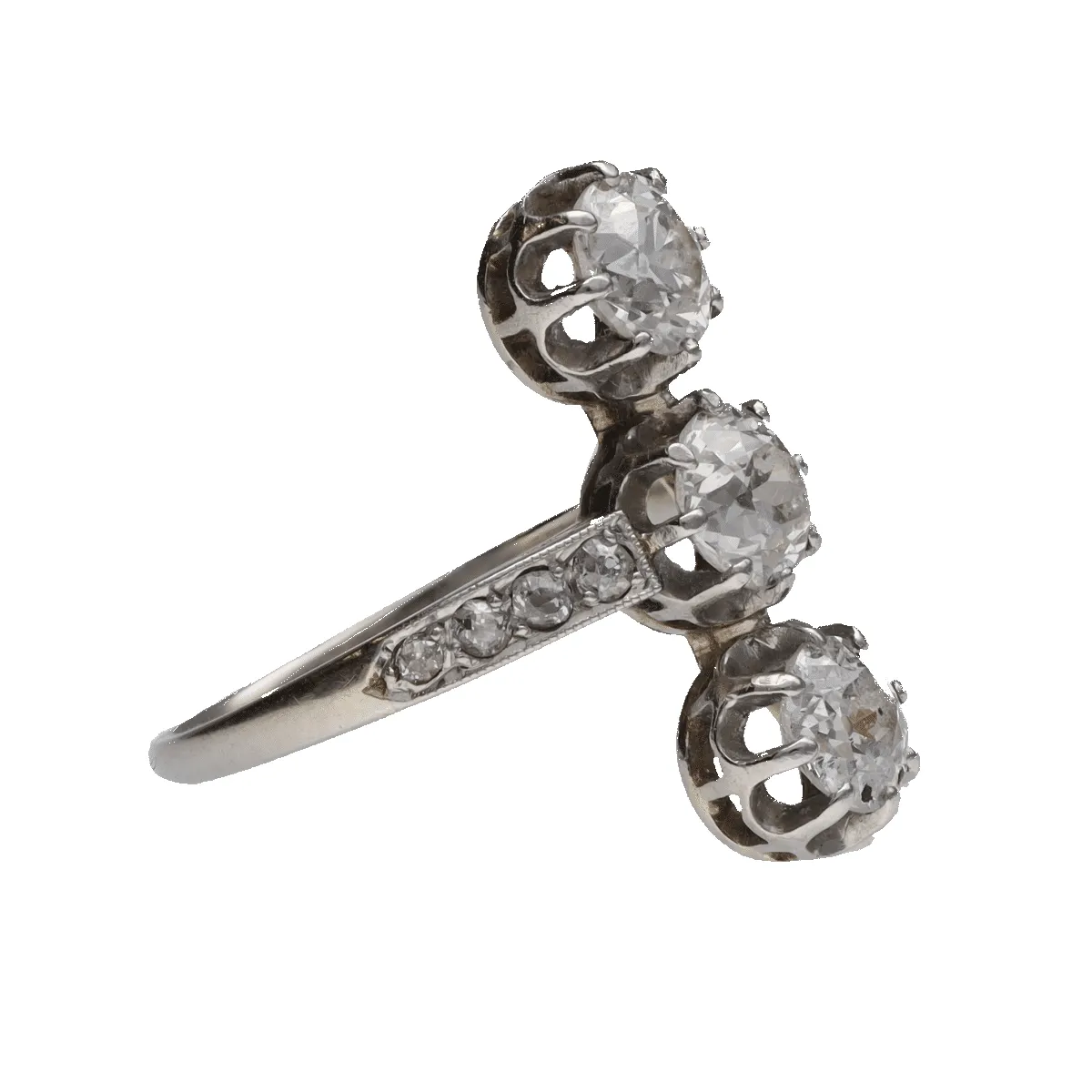 Bague Art Déco Trilogie Diamants Or Gris et Platine sold by 58 Facettes product image thumbnail 3