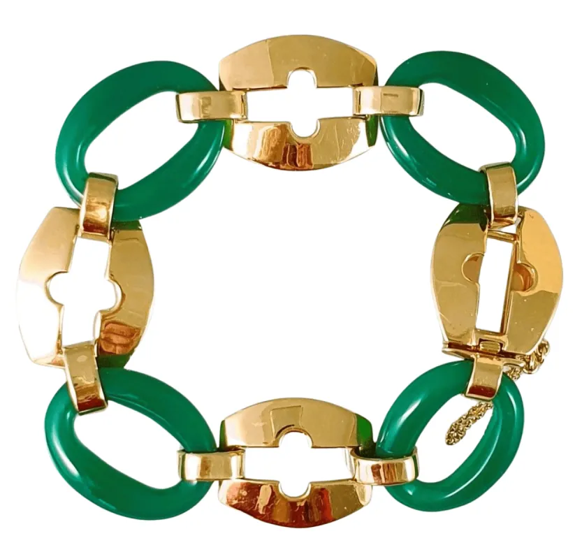 Bracelet Art Déco Or jaune Chrysoprase sold by 58 Facettes