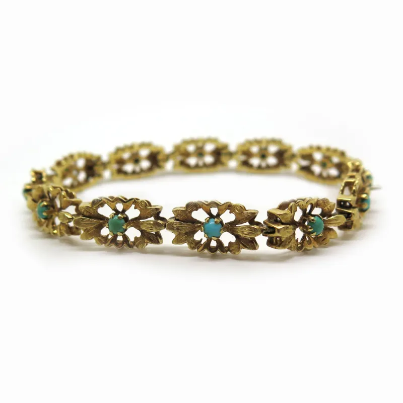 Bracelet en or jaune et turquoises made by 58 Facettes