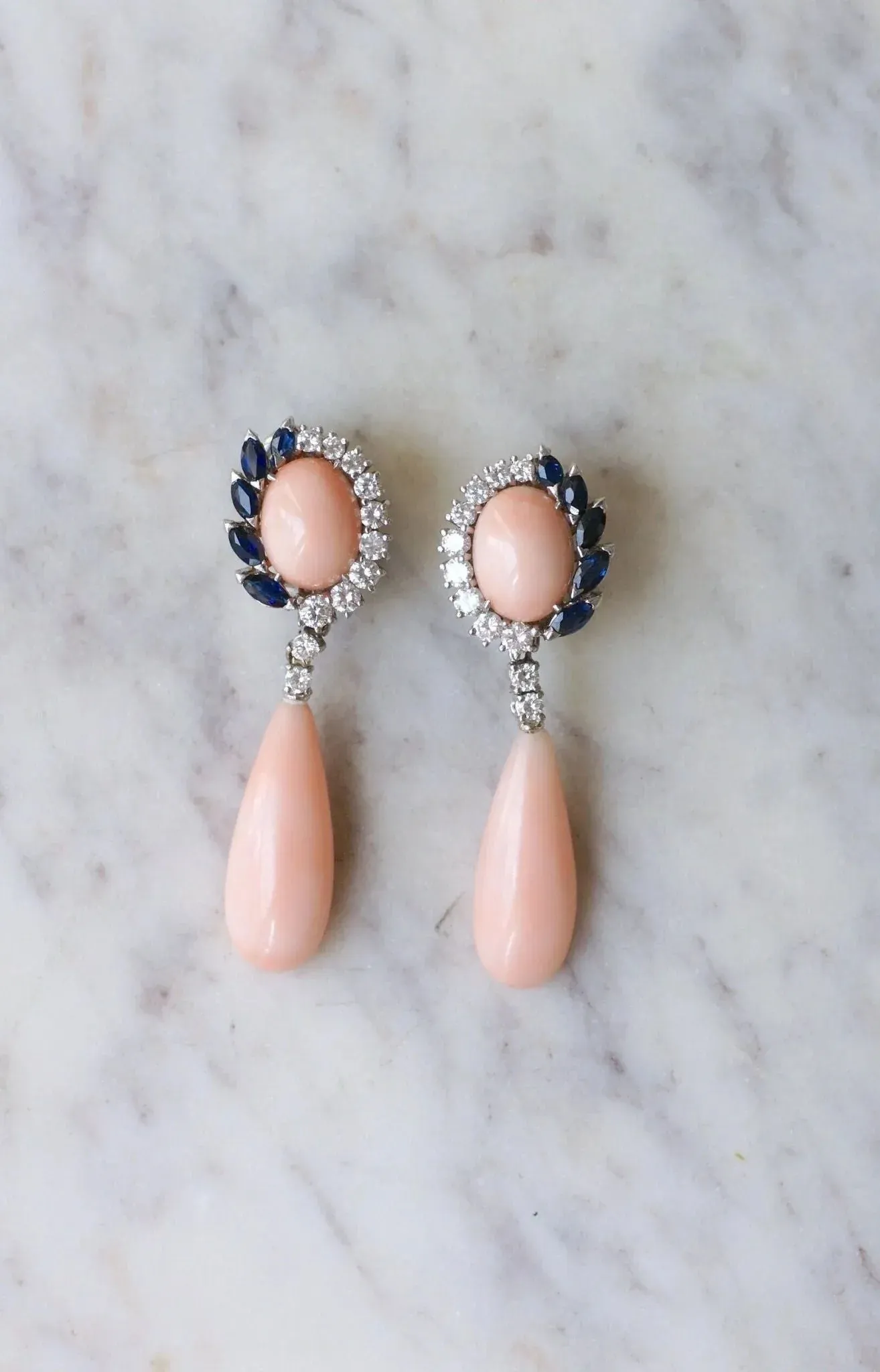 Boucles d'oreilles or blanc diamants et saphirs sold by 58 Facettes product image thumbnail 4