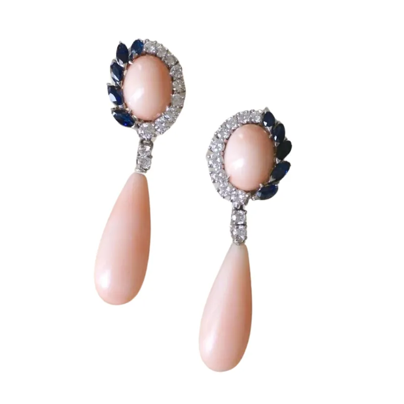 Boucles d'oreilles or blanc diamants et saphirs sold by 58 Facettes