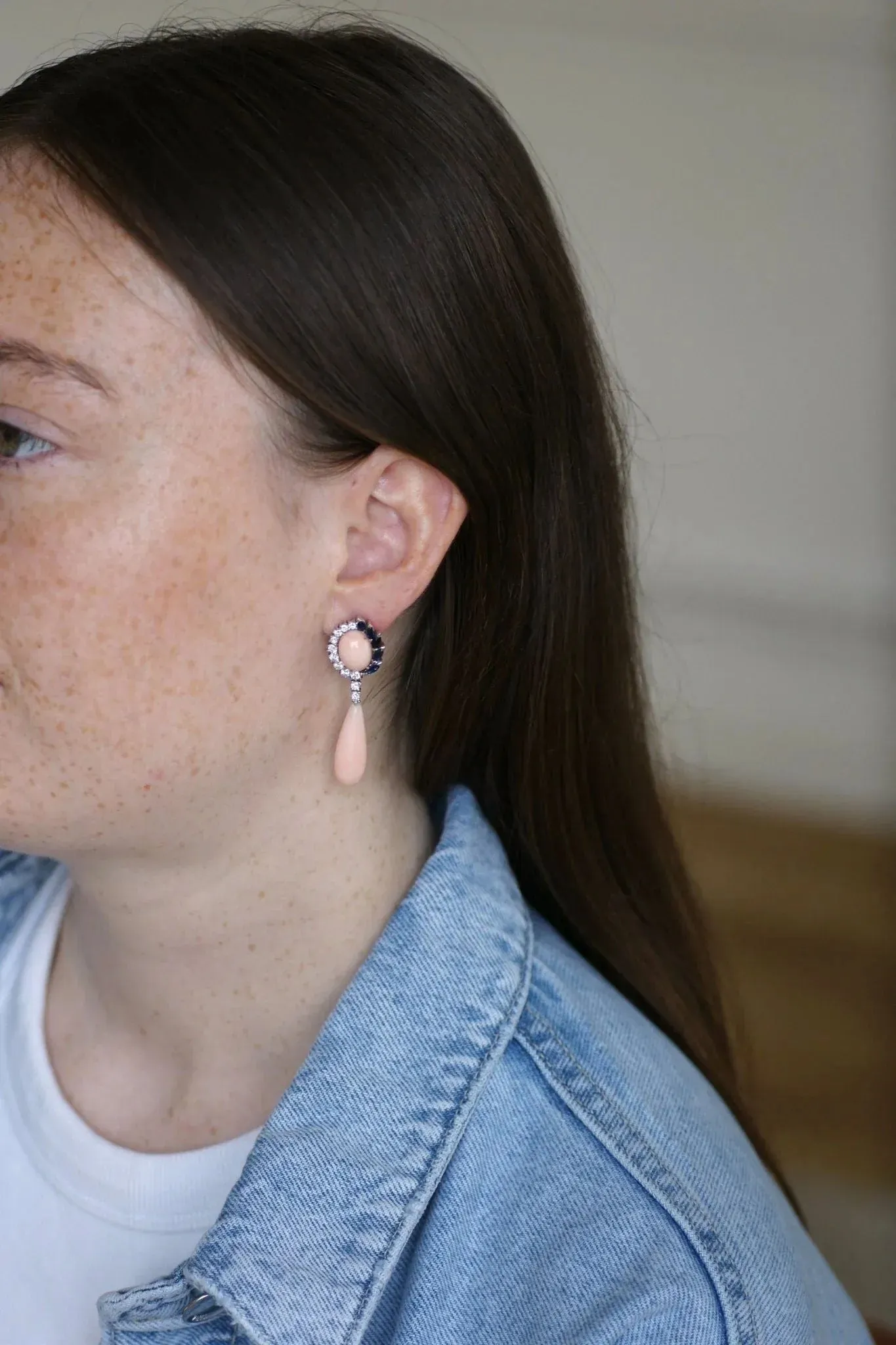 Boucles d'oreilles or blanc diamants et saphirs sold by 58 Facettes product image thumbnail 2