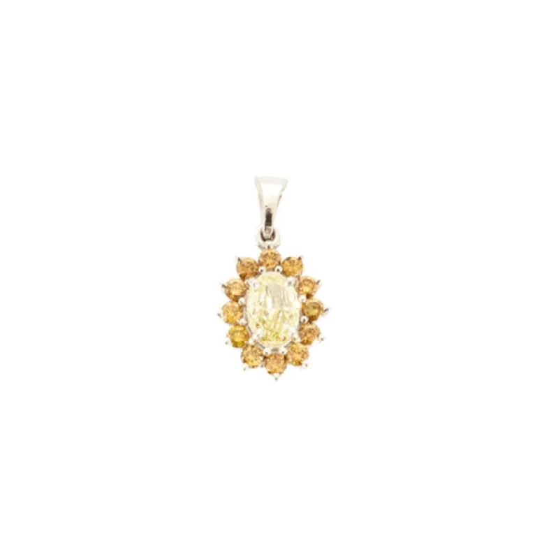 Pendentif en or gris avec diamants jaune sold by 58 Facettes