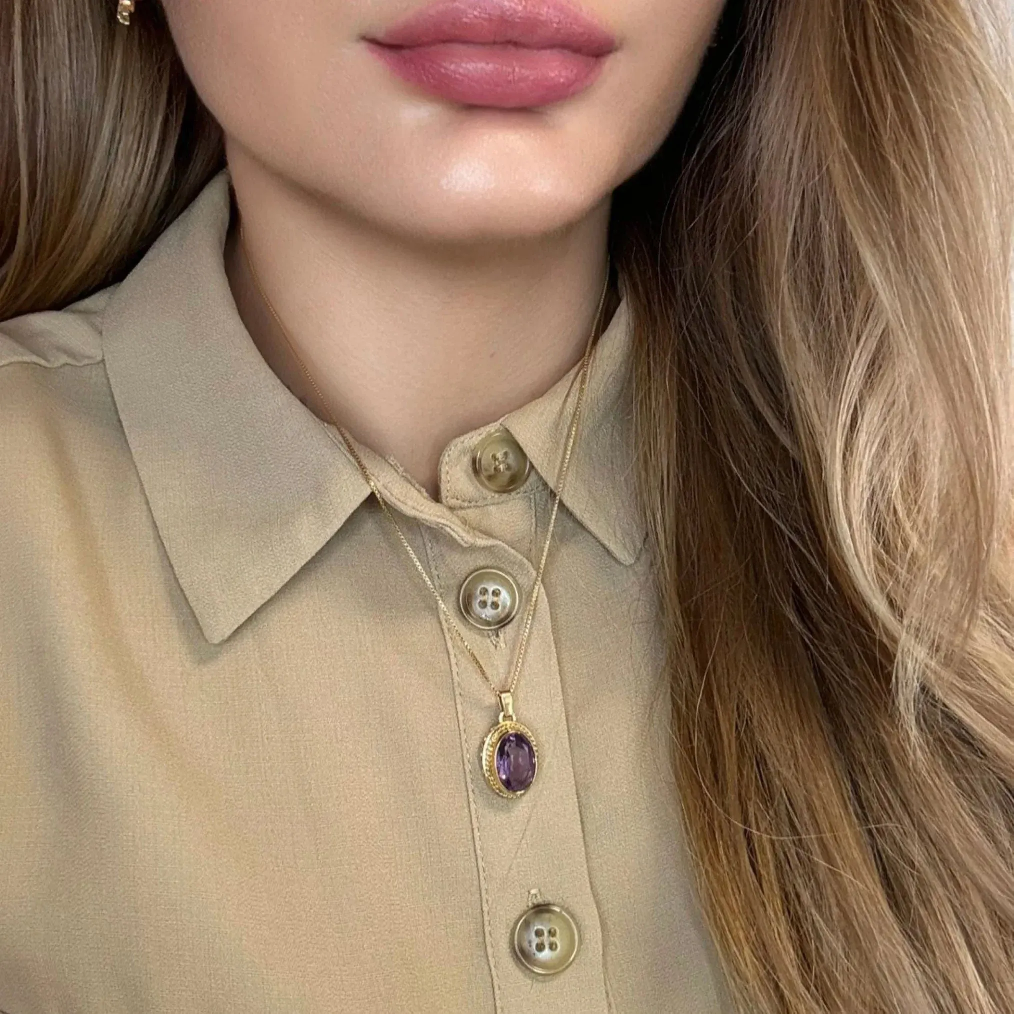 Pendentif Cabochon Or Jaune 18k & Améthyste sold by 58 Facettes product image thumbnail 2