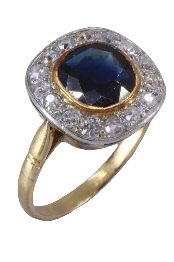 BAGUE ANCIENNE MARGUERITE SAPHIR ET DIAMANTS sold by 58 Facettes product image thumbnail 5