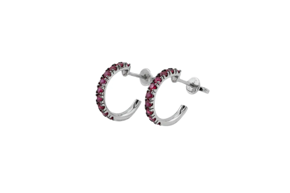 Boucles d'oreilles en or blanc avec rubis sold by 58 Facettes
