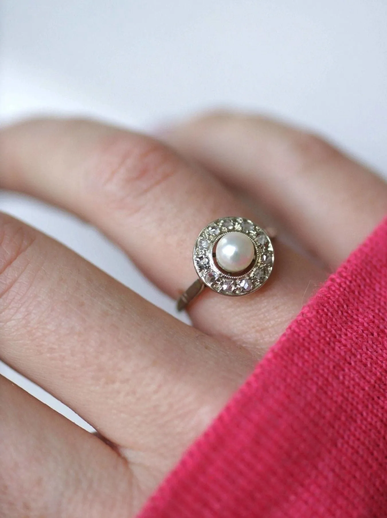 Bague cible Art Deco perle et diamants sold by 58 Facettes product image thumbnail 4