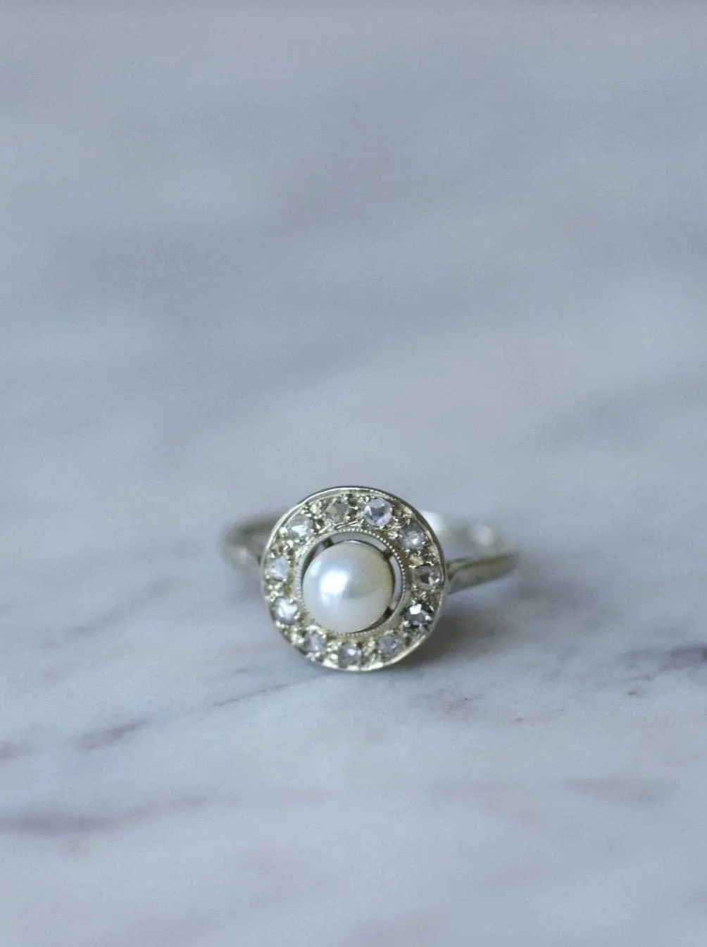 Bague cible Art Deco perle et diamants sold by 58 Facettes product image thumbnail 3