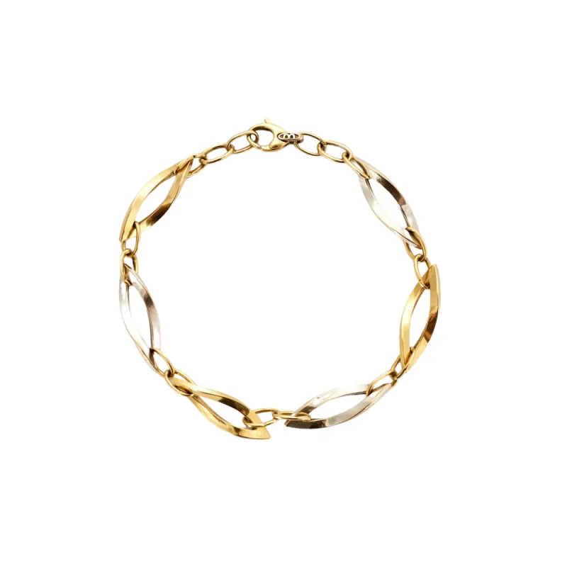 Gourmette Vague or jaune et blanc sold by 58 Facettes