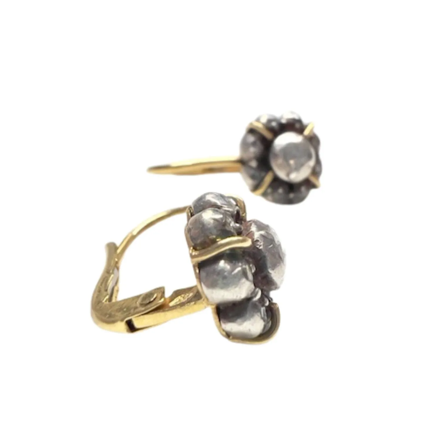 Boucles d'oreilles or jaune argent diamants sold by 58 Facettes product image thumbnail 3