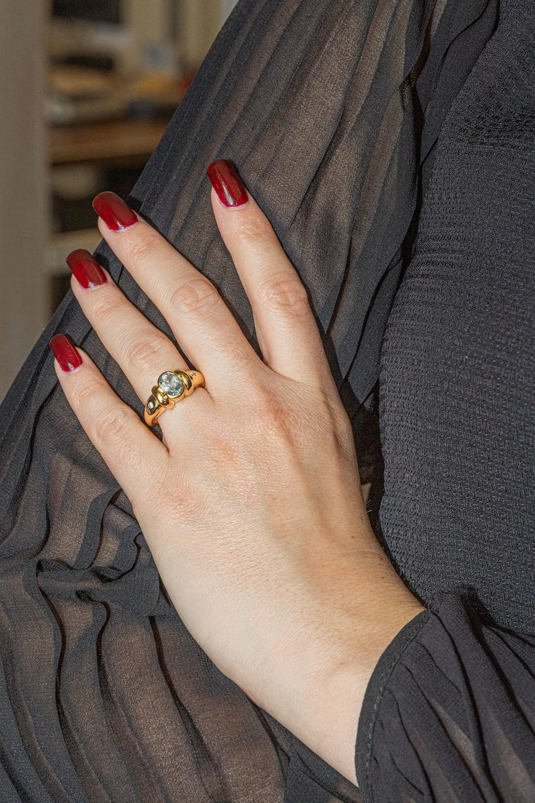 Bague Or jaune Aigue-marine sold by 58 Facettes product image thumbnail 2