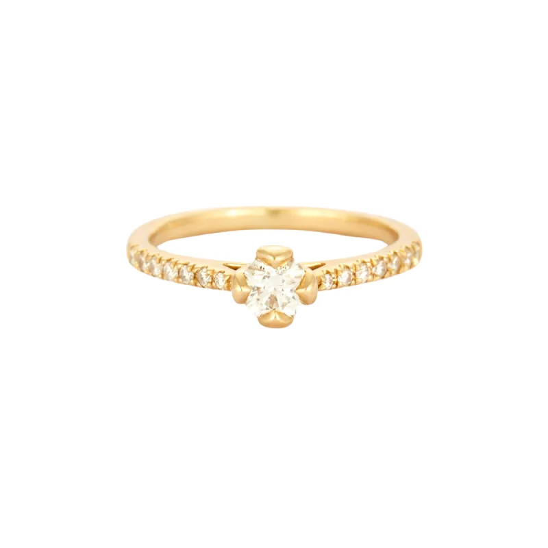 Bague solitaire or et diamants sold by 58 Facettes