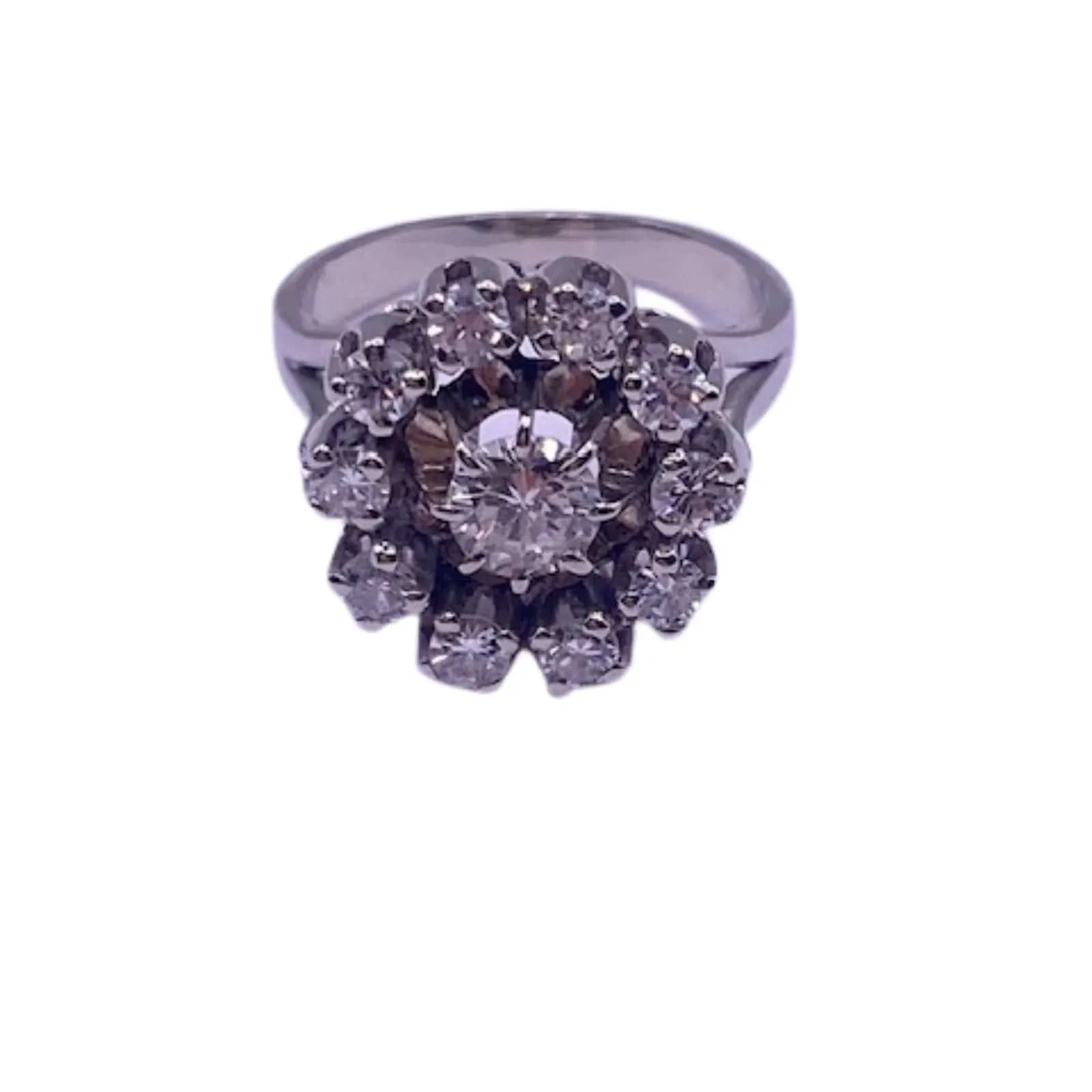 Bague Entourage Fleur Or Blanc 18k Diamants sold by 58 Facettes