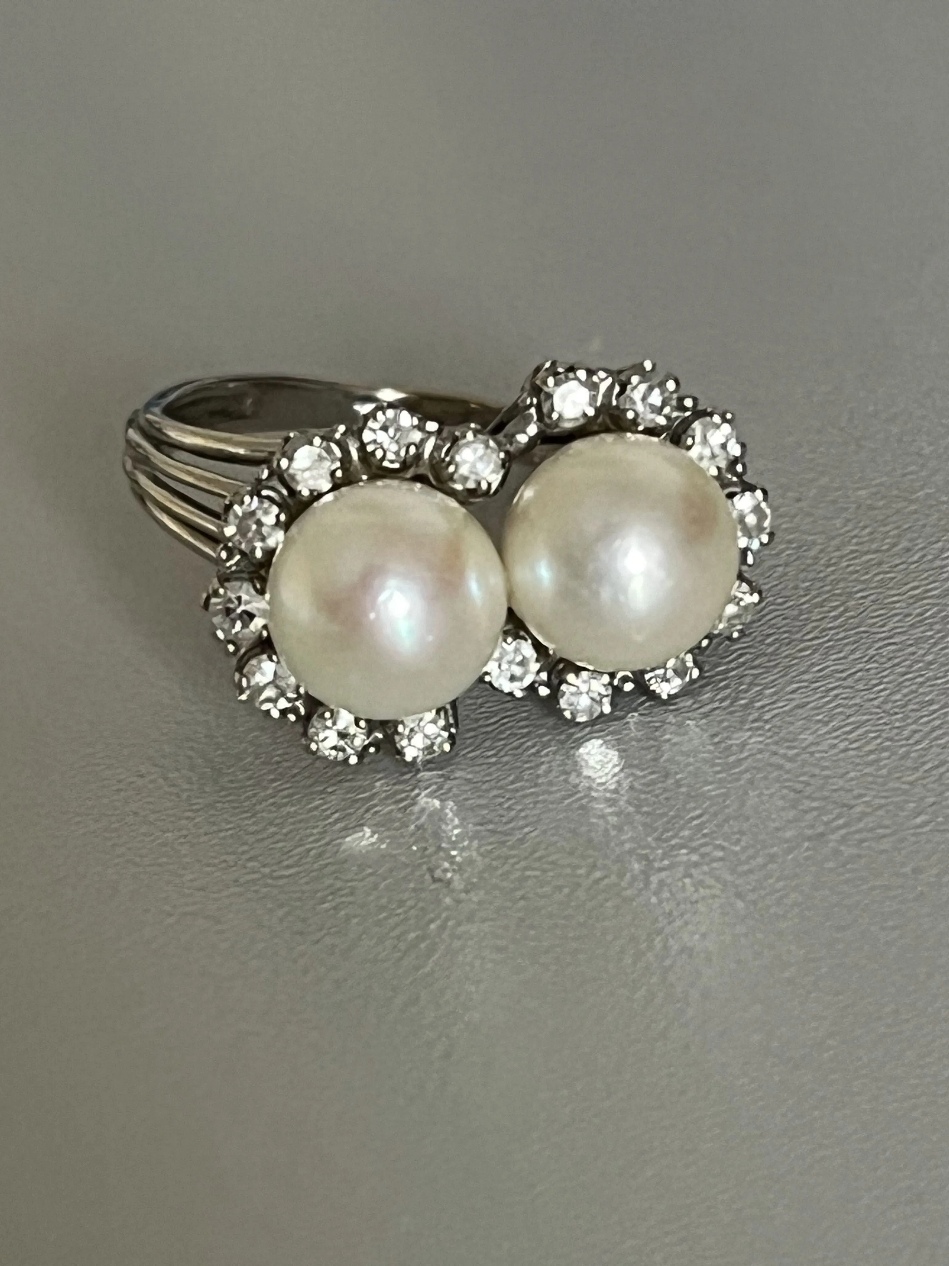Bague Or Gris Perles Diamants sold by 58 Facettes product image thumbnail 2
