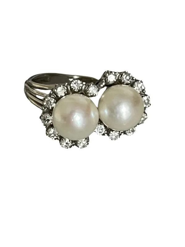 Bague Or Gris Perles Diamants sold by 58 Facettes