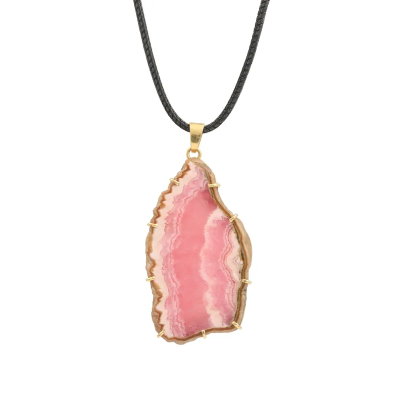 Pendentif vintage tranche de rhodochrosite en or jaune 18 carats sold by 58 Facettes
