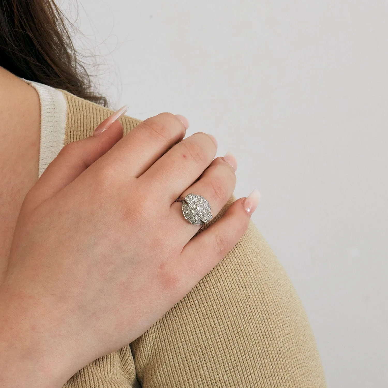 Bague platine pavage diamants Art Déco sold by 58 Facettes product image thumbnail 2