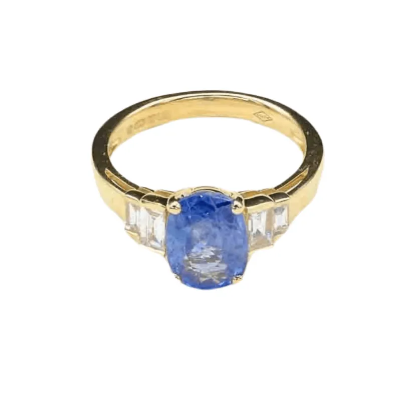 Bague Or jaune Saphir ovale Diamants sold by 58 Facettes