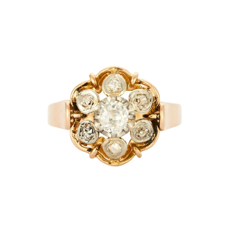 Bague motif floral sertie de diamants sold by 58 Facettes