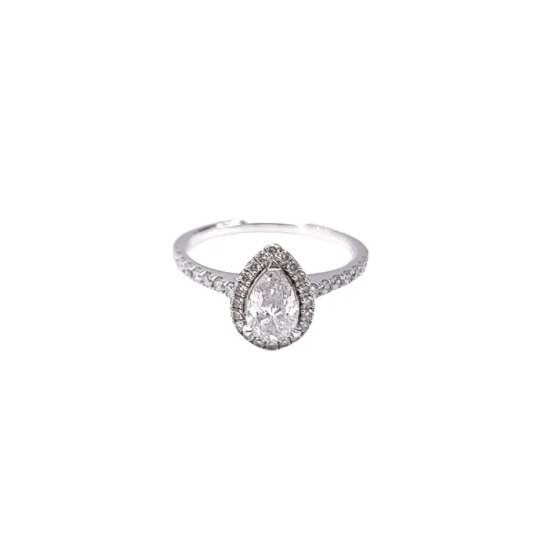 Bague or blanc diamant poire sold by 58 Facettes