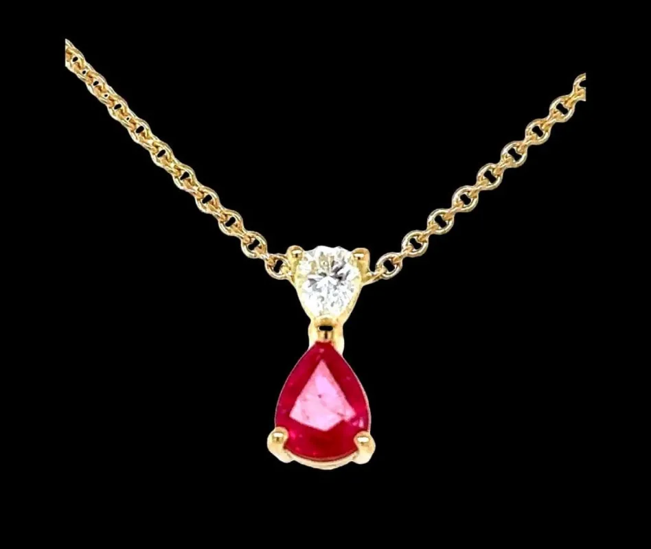 Pendentif Poire en Or Jaune avec Rubis et Diamant Scintillants sold by 58 Facettes