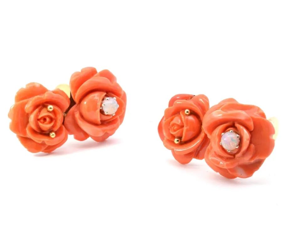 Boucles d'oreilles corail et opales sold by 58 Facettes