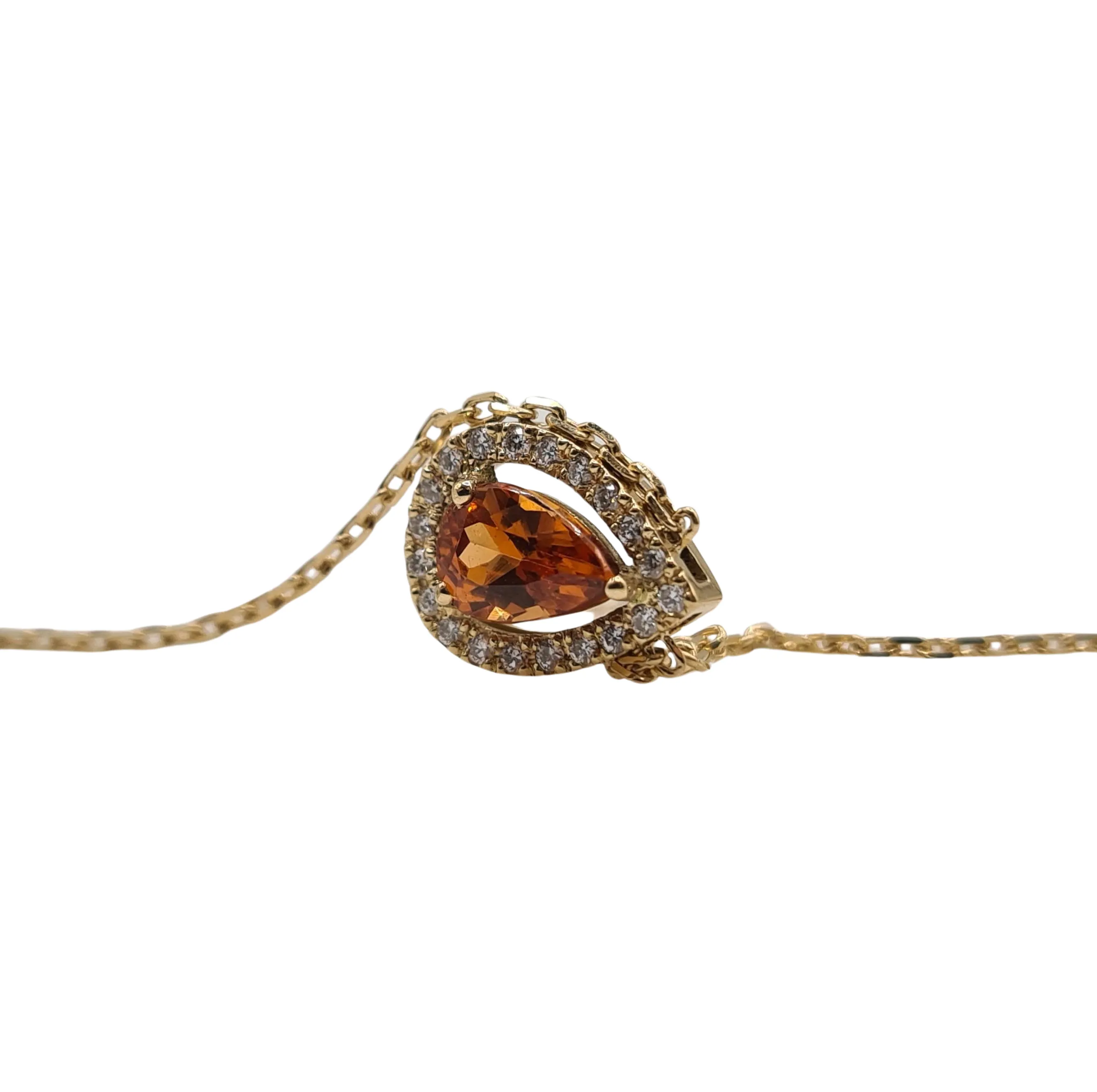 Collier or jaune serti d'une citrine et de diamants sold by 58 Facettes