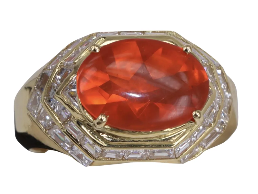 Bague en or jaune déclaration art déco Mandarin Garnet sold by 58 Facettes