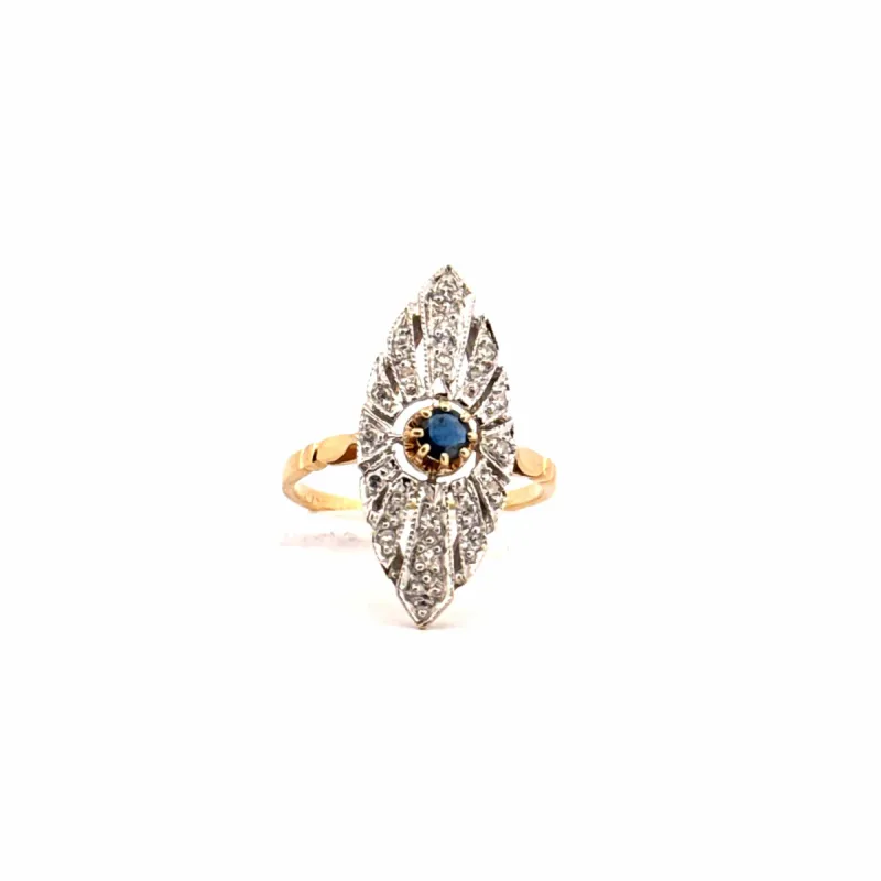 Bague Marquise Vintage Or Diamants & Saphir sold by 58 Facettes