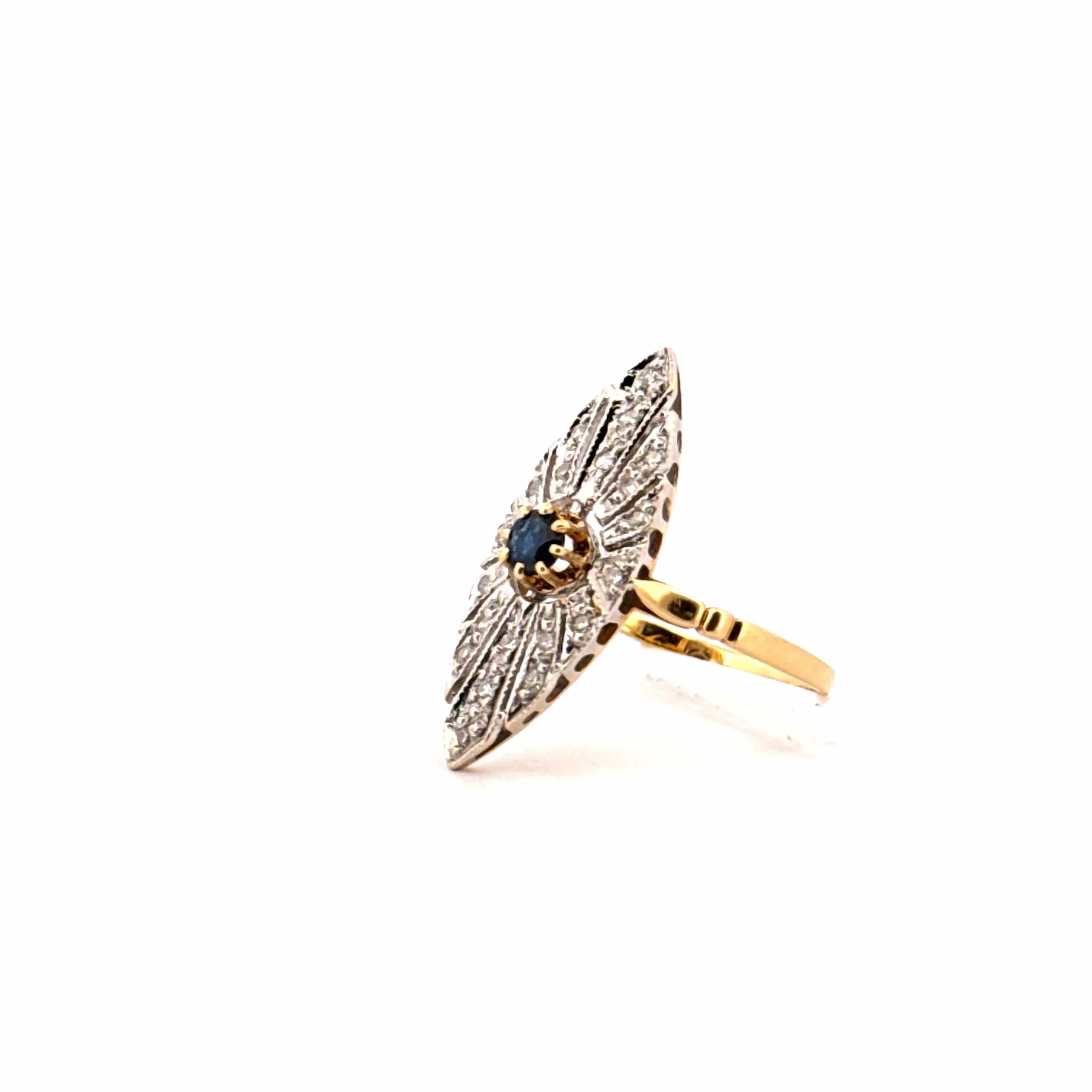 Bague Marquise Vintage Or Diamants & Saphir sold by 58 Facettes product image thumbnail 2
