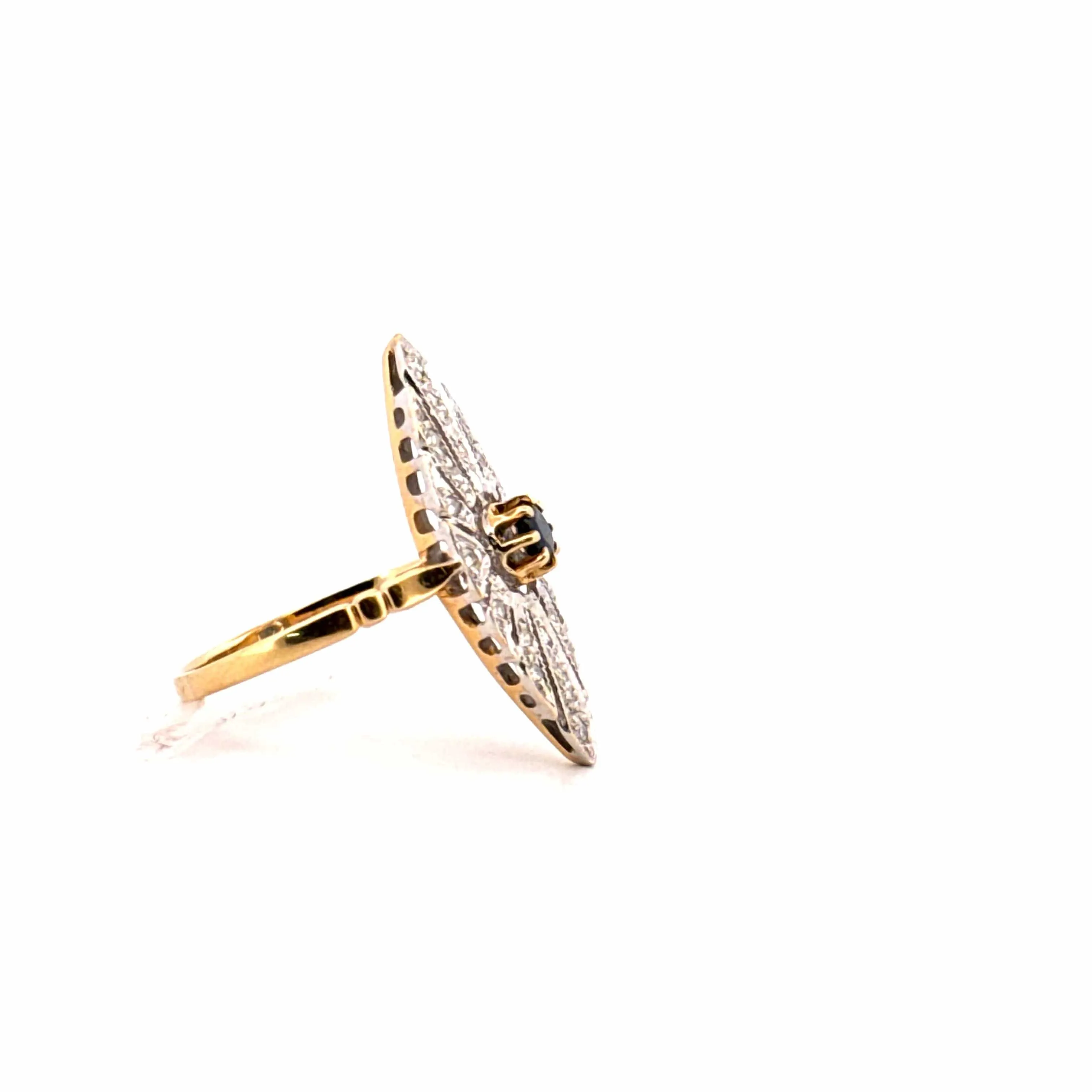 Bague Marquise Vintage Or Diamants & Saphir sold by 58 Facettes product image thumbnail 3