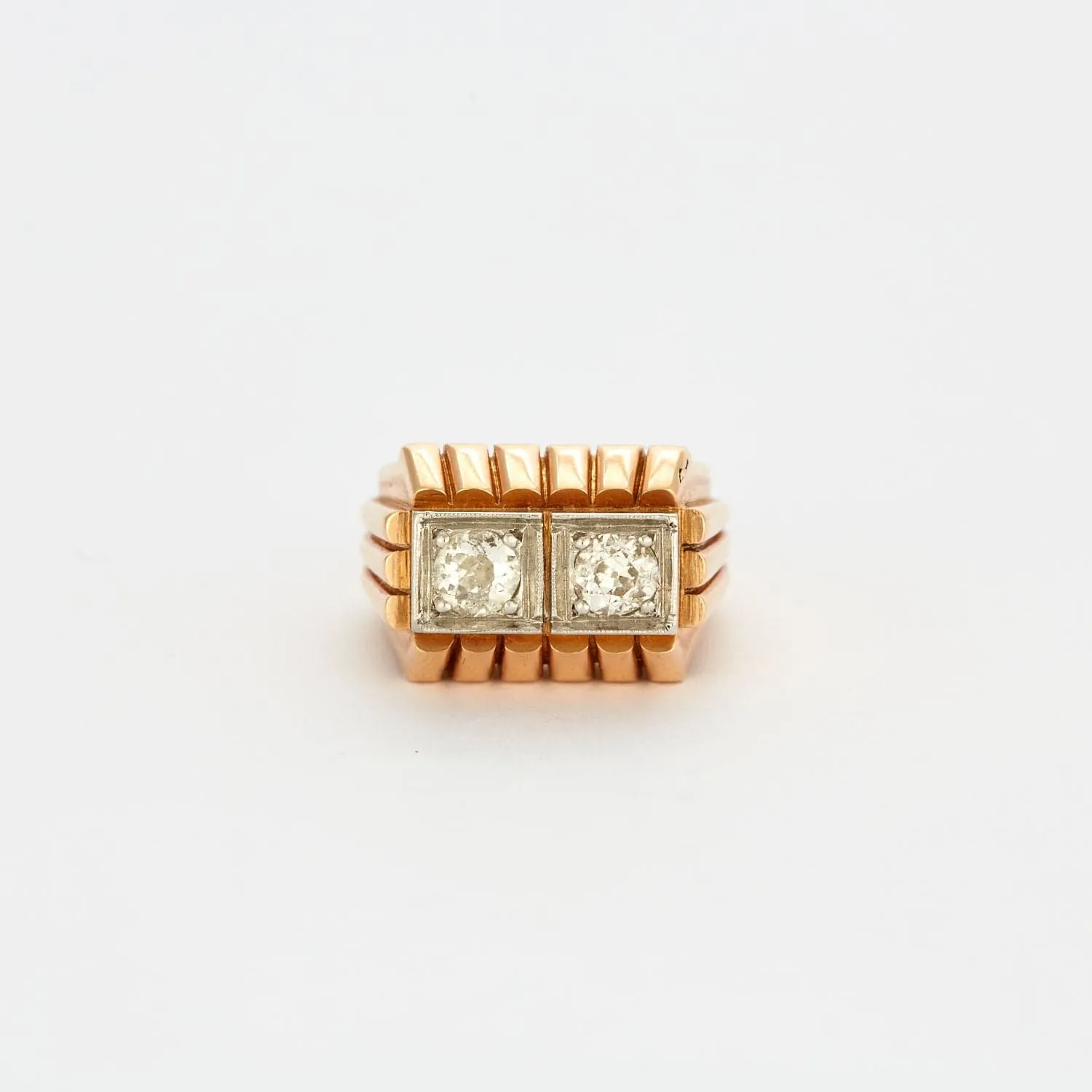 Bague chevalière godronnée diamants sold by 58 Facettes product image thumbnail 2