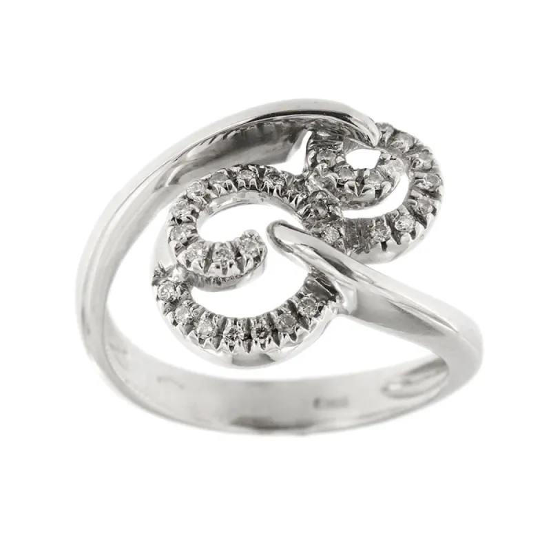 Bague contrariée à double spirale en or blanc 18 ct et diamants made by 58 Facettes