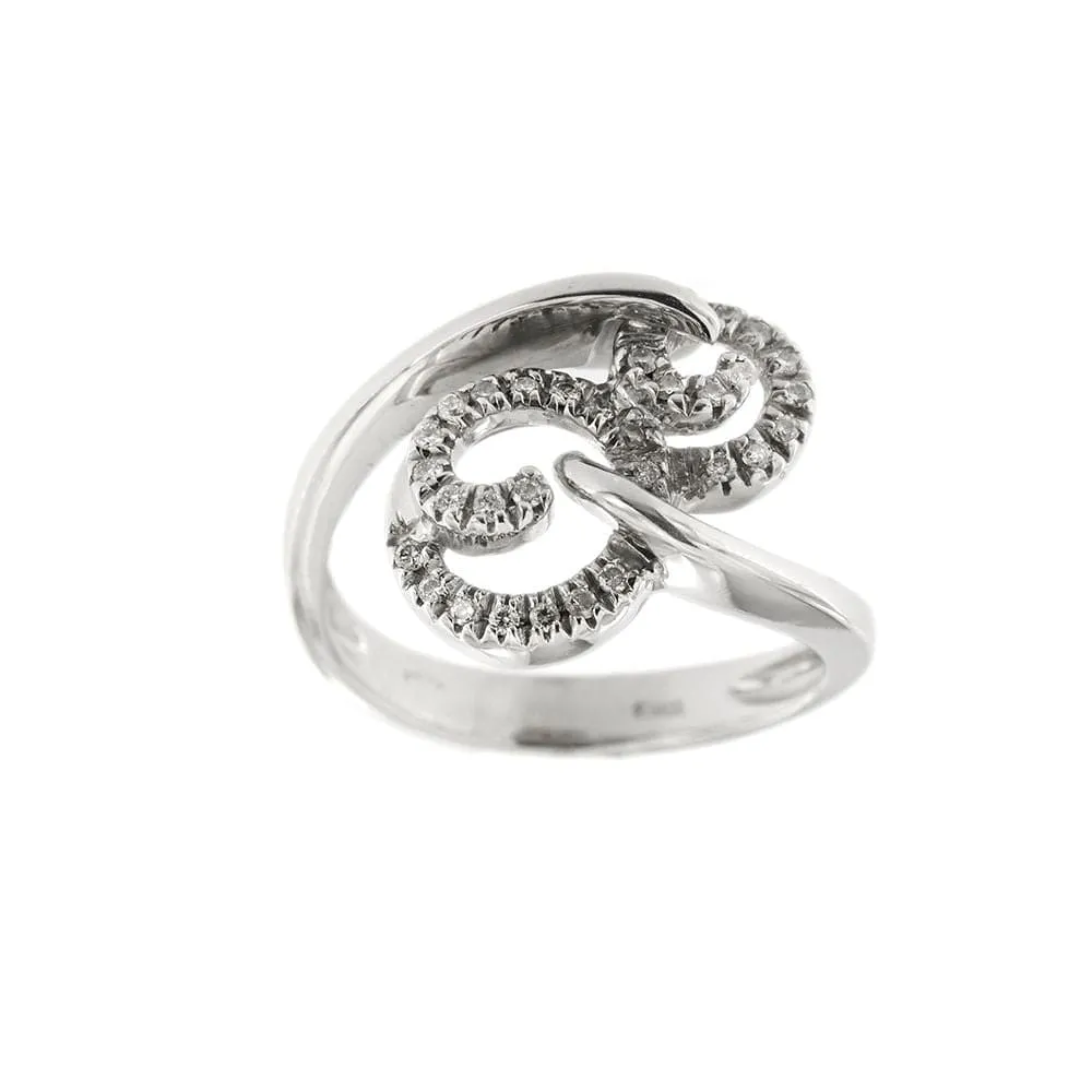 Bague contrariée à double spirale en or blanc 18 ct et diamants sold by 58 Facettes product image thumbnail 2
