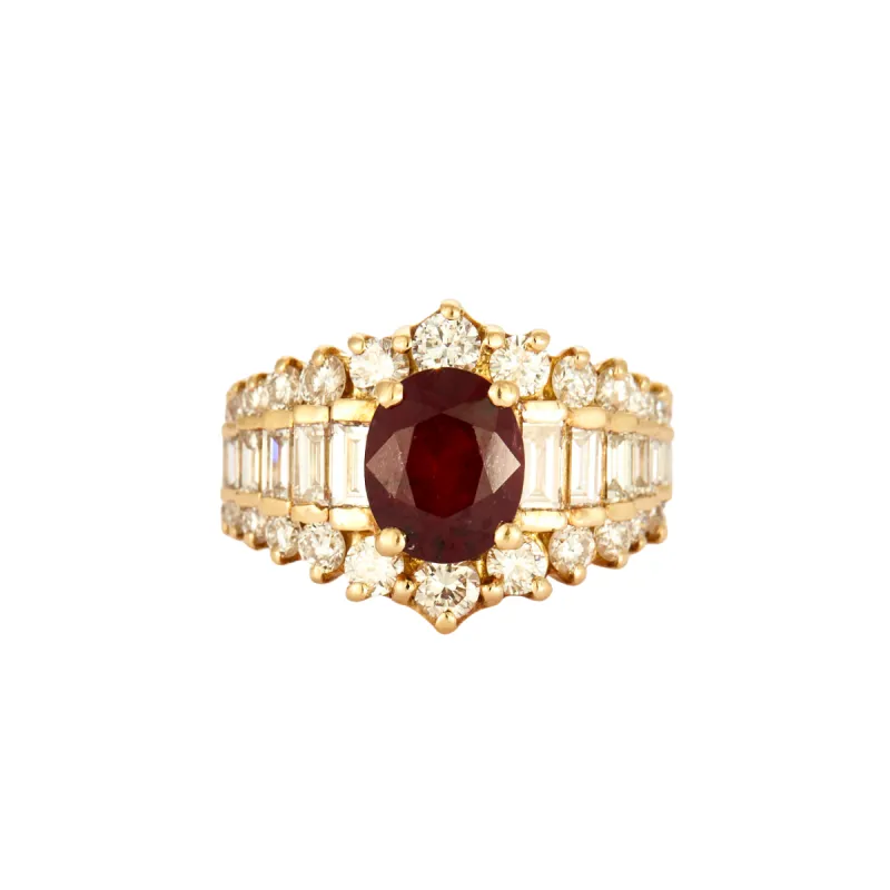 Bague en or jaune, rubis et diamants sold by 58 Facettes