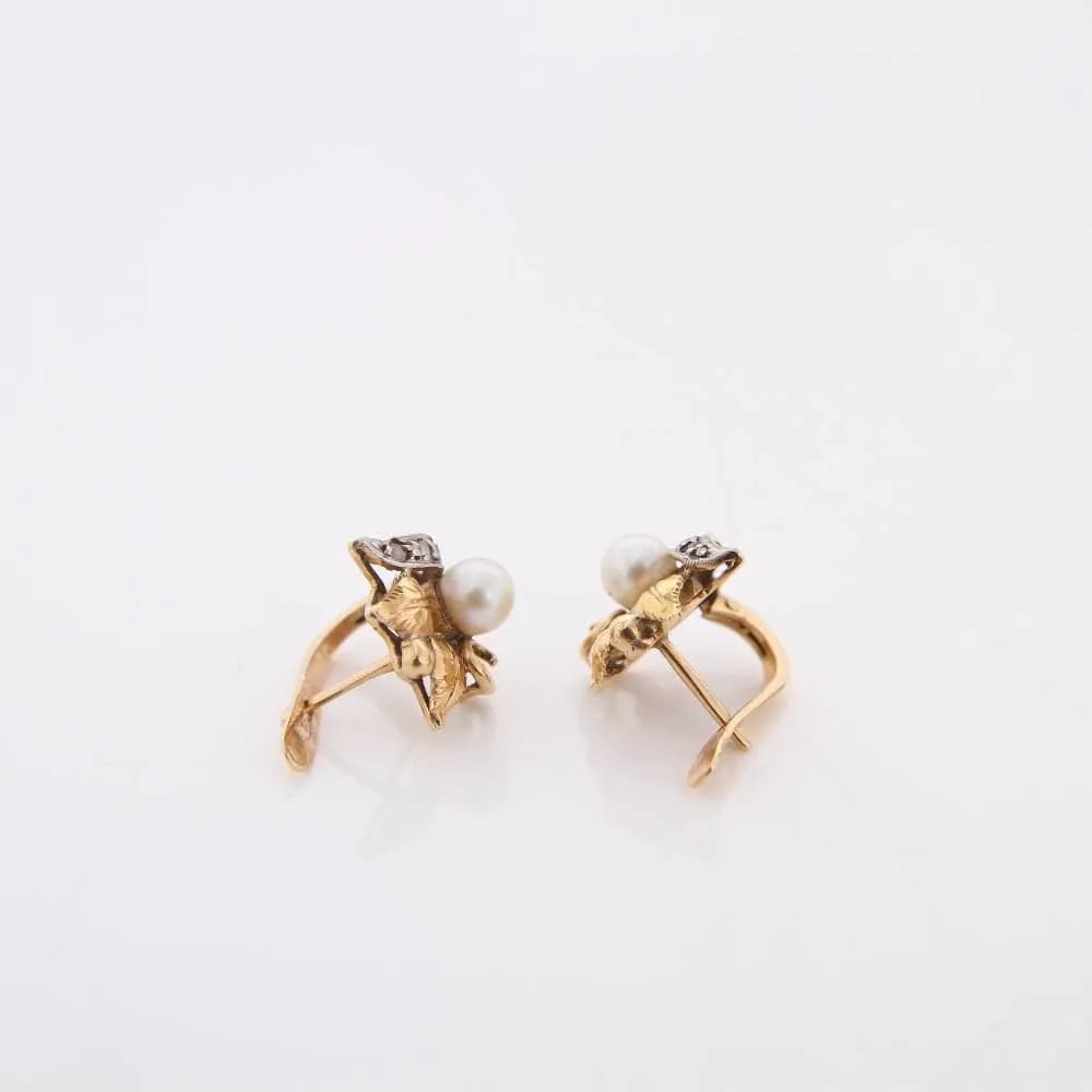 Boucles d'oreilles 2 Ors style vintage Perles Diamants sold by 58 Facettes product image thumbnail 3