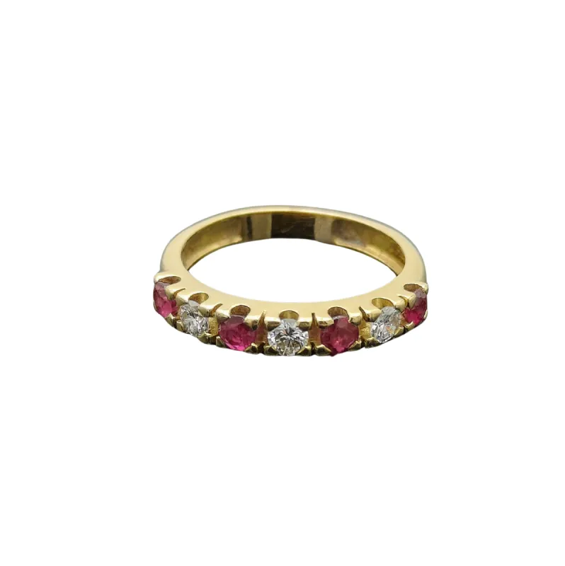 Demie alliance ornée de rubis et diamants sold by 58 Facettes