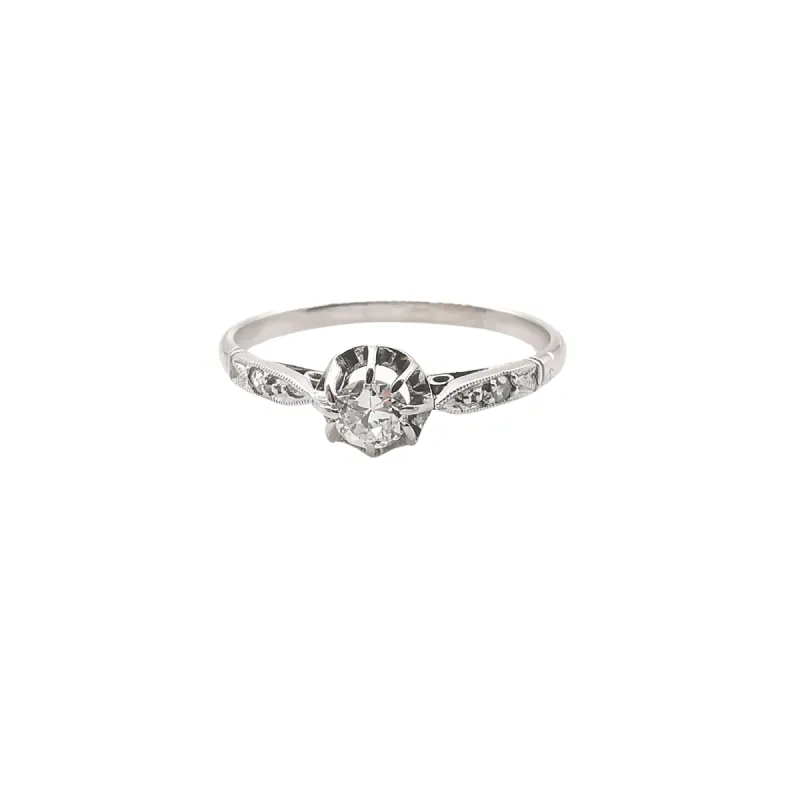 Bague Solitaire Or blanc Platine et Diamants sold by 58 Facettes