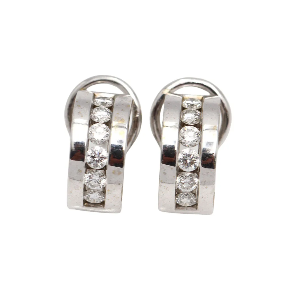 boucles d'oreilles en or blanc avec diamants sold by 58 Facettes