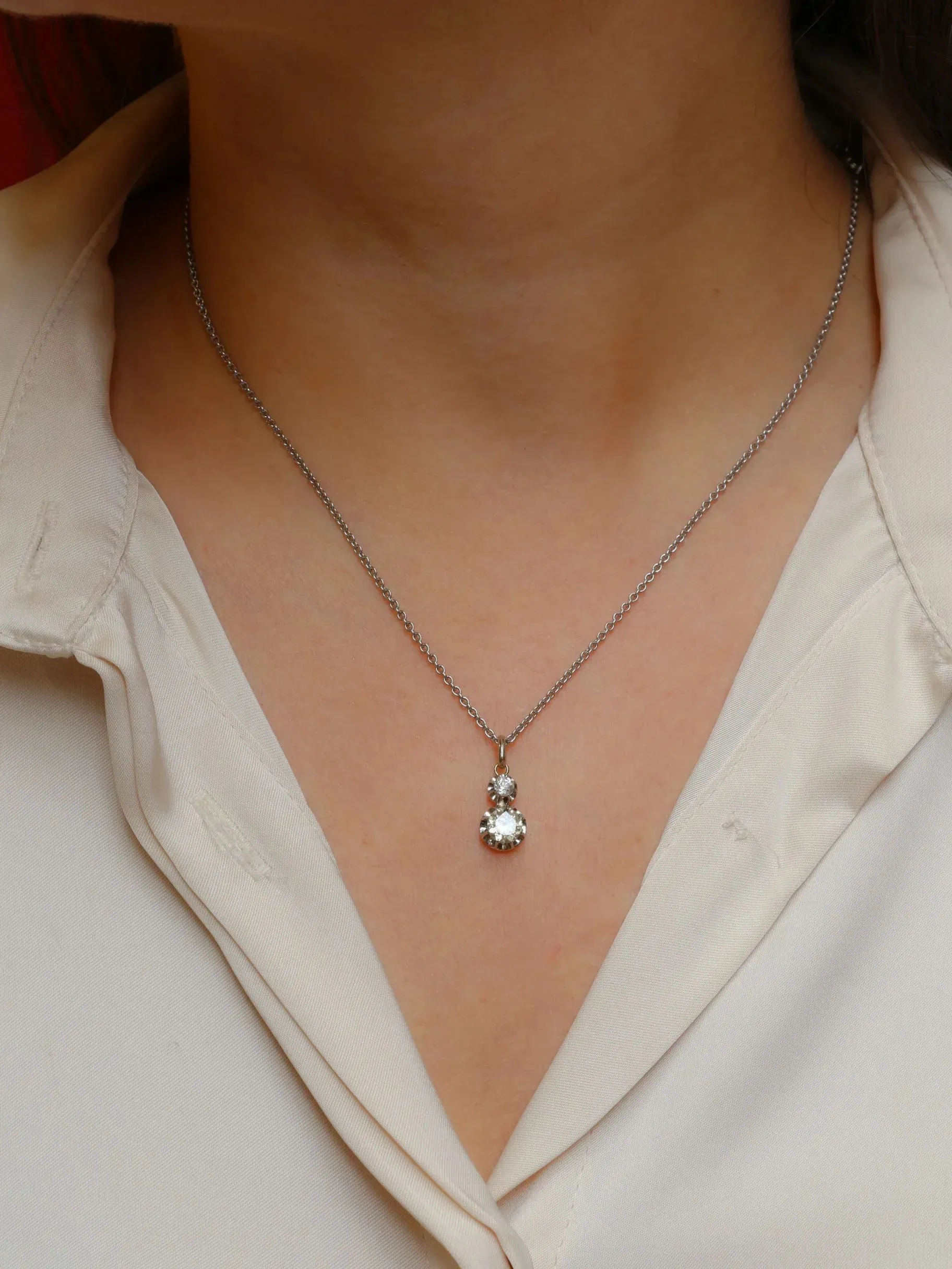 Pendentif platine diamants taille ancienne 0,79 ct sold by 58 Facettes product image thumbnail 2