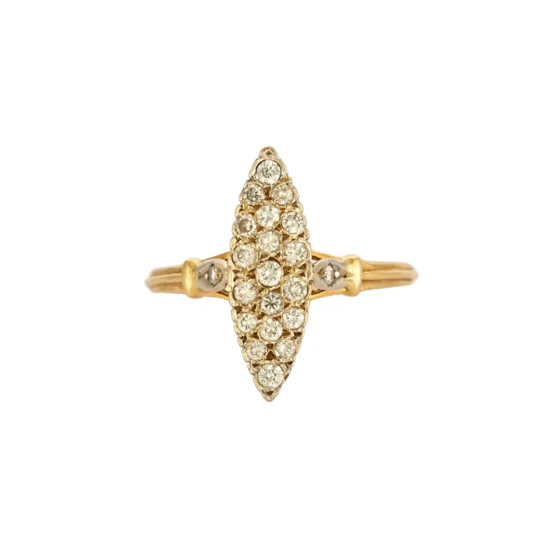 Bague marquise or gris et jaune pavée de diamants sold by 58 Facettes