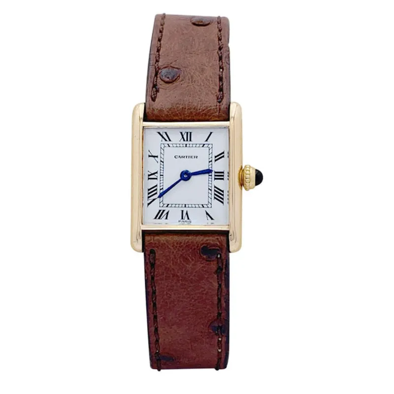 Montre Cartier "Tank Louis Cartier" or jaune, cuir. sold by 58 Facettes