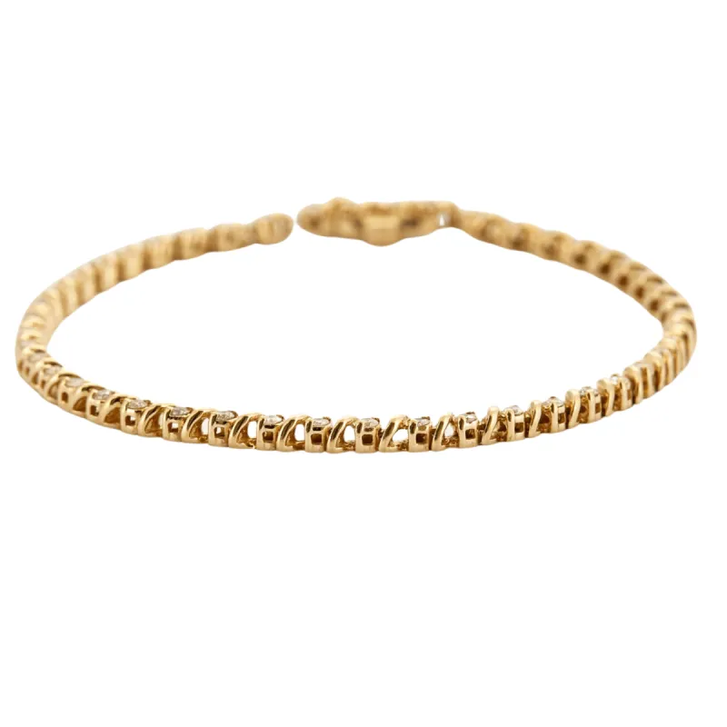 Bracelet Rivière or jaune et diamants sold by 58 Facettes